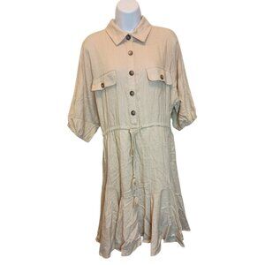 Grace & Karma Linen Military Dress Women's Tan Sz. M